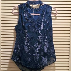 WHBM Blue Burnout Velvet Top, Size 4P